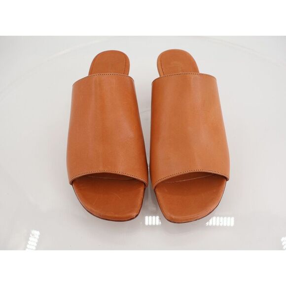 Mansur Gavriel Sun Slide Sandal Mule Size 36 EU 6 US Brown Leather Block Heel - Picture 2 of 13